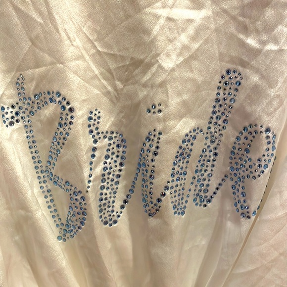 Victoria's Secret "Something Blue" Rhinestone BRIDE White Robe with‎ Tie O/S - Picture 3 of 10